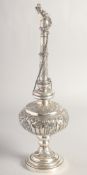 A FINE AND LARGE SILVER ROSEWATER SPRINKLER, for the Islamic Ottoman market, with engraved and