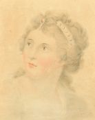 Circle of G.B. Cipriani, Portrait of a classical lady, pencil and wash, 11.5