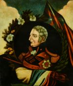 A pair of Early 19th Century reverse printed onto glass 'Treacle Prints' of the Duke of Wellington