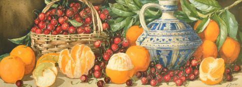 Arthur Dudley (19th/20th Century) British, A pair of still life paintings of fruit, watercolours,