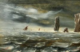 E.J. Counsell, circa 1906, ships at moonlight, oil on canvas, signed, 12