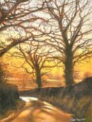 Ken Taylor (b. 1939) British, a view of a lane at dusk and another of a lane in winter, gouache,