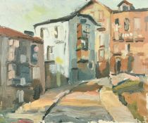 Paul Funge (1944-2011) Irish, old buildings in Santander, oil on canvas, signed and inscribed verso,