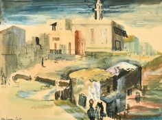 Leslie P. Moore (1913-1976), an Egyptian scene, watercolour, signed and inscribed and dated 1942,