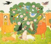 Mervyn Grist (20th Century), 'The Tree of Life', a fantastical scene, watercolour, signed, 16.5