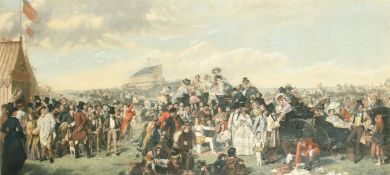 Auguste Blanchard After William Powell Frith, 'Derby Day', hand coloured engraving, with