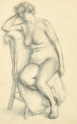 George Charlton (1899-1979) British, a study of a seated female nude, charcoal, signed, 16
