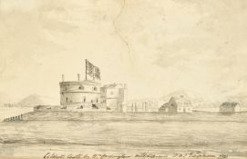 English School, Circa 1791, 'Calshot Castle by Wm. Farrington, Midshipman, HMS F......, 1791',