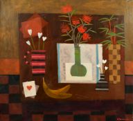 Alan Furneaux (21st Century), 'Still Life with Bottlebrush', oil on canvas, signed, 27.5