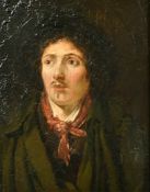 18th/19th Century Probably Spanish School, a head and shoulders study of a man, oil on board, 6.