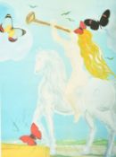 After Salvador Dali (1904-1989), Lady Godiva with Butterflies, lithograph with applied gold foil,