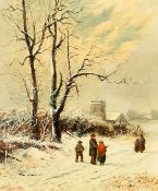 W. Lewis, circa 1884, 'Christmas Morning', oil on canvas, signed, 12