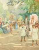 Edouard Rischgitz (1828-1909) Swiss/British, 'In the Park, Sunny Morning', watercolour, 9.5