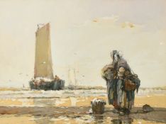 Dudley Hardy (1867-1922) British, fisherfolk waiting for the catch, watercolour, signed, 10
