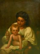 Richard Buckner (1812-1883) British, a portrait of a mother and child, oil on canvas, signed, 36