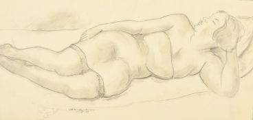 Fred Gardner (1880-1952) American, a pencil study of a resting female, signed and dated 1-15-28,