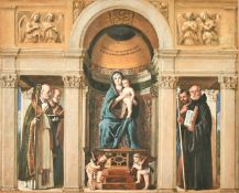 19th Century Italian School, a study of the Frari Triptych after Bellini, watercolour, 15