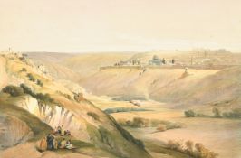 After David Roberts (1796-1864) British, 'Jerusalem from the Mount of Olives', hand coloured