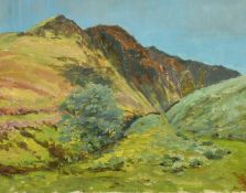 Rt. Hon. Lord Justice Scott, 'A Welsh sheep walk', oil on board, inscription and labels verso, 12.