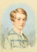English School, Circa 1852, a head and shoulders portrait of a young man, watercolour,