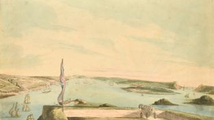 English School, Circa 1806, 'Cove of Cork from Haulbowline Island, by W. Farrington, Flag Lieutenant