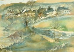 Ray Evans (1920-2008) British, 'Cemmaes Village, Wales', watercolour, signed, label verso, 19