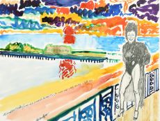 John Bratby (1928-1992), 'The Grand Hotel Brighton Terrace with the promenade, the West pier, the