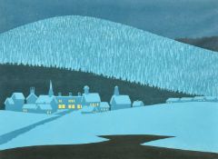 Sabra Field (b. 1935) American, 'Winter Lights', woodcut, signed and inscribed in pencil, 12.5