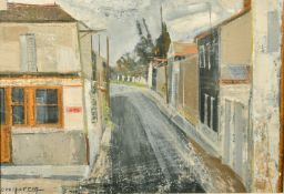 Claude Grosperrin (1936-1977) French, a French Street scene, oil on canvas, signed, label verso, 15