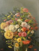 Continental School, Crica 1875, an abundant still life, oil on board, signed with monogram and