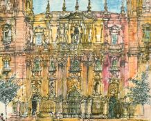 Jim Morris (20th Century), two architectural drawings, ink and watercolour, one 15