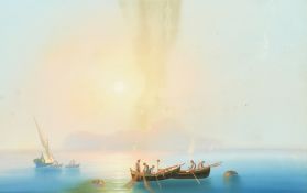 Circle of La Pira, Fishermen off a Southern Italian Island, gouache, 11