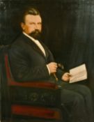 Alfred Smith (19th Century) British, a portrait of a seated gentleman holding a book, oil on canvas,