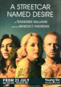 A poster for the Young Vic production of 'A Streetcar Named Desire', signed by the leading actors,