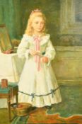 N. Dobson, 20th Century, girl in a white dress, oil on canvas, signed, 36