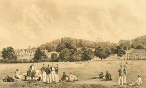 F. P. Barraud, 19th Century, a school cricket match, pencil signed etching, 15