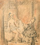 Harold Hope Read (1881-1959) British, 'Dressing in the Bedroom', ink and crayon, 17