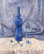 Ricardo Cejudo Nogales (b. 1952) Spanish, a still life composition of glass objects, oil on