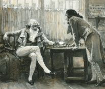 Ernest Howard Shepard (1879-1976) British, figures in conversation, en grisaille illustration,