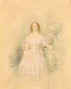 William Spence Robinson, circa 1848, a pair of portraits of a mother and daughter, pencil and