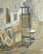 Gustaf Fahle (1906-1989) Swedish, a view of an artist's studio, oil on board, signed and dated