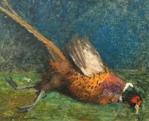 Bertrand Gueron (20th Century) French, A sleeping Pheasant, oil on board, signed, 19.75