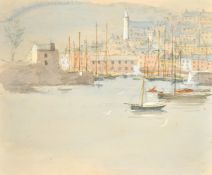 Attributed to Charles Butler Stoney, eight watercolours and a pencil drawing, harbour and yachting