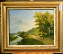 K. Flack (20th Century) A view of figures on a beach, oil on panel, signed, and another of figures