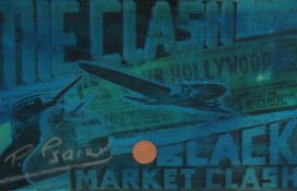 Pietro Psaier (1936-2004), 'The Clash, Black Market', silkscreen print and mixed media on fruitwood,
