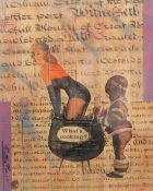 Pietro Psaier (1936-2004), 'What's Cooking', silkscreen print and mixed media on fruitwood, signed