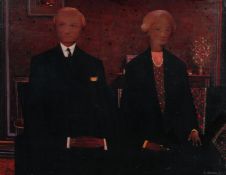 C. Mason, Circa 1965, a portrait of a couple in an interior, signed and dated, 28