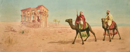 Giovani Barbaro (Arthur Dudley), A pair of watercolours of Egyptian scene with figures on camels