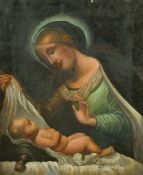 Late 19th Century, Madonna and child, oil on canvas, 21