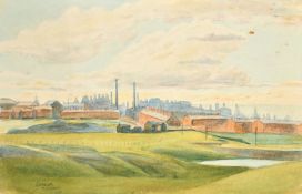 T. Roberts (20th Century) Factories at Burslem, watercolour, signed, dated 1921 and inscribed and